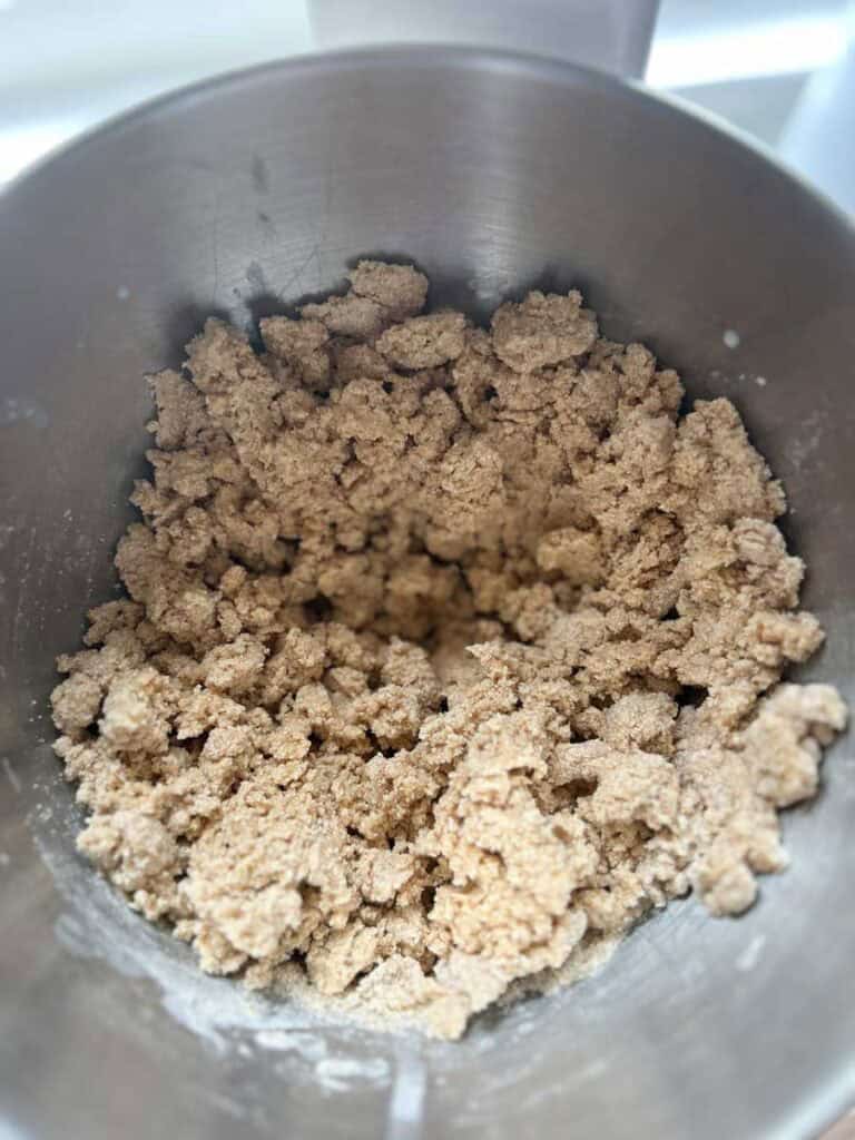 fresh milled brioche dough in the early stages before adding eggs