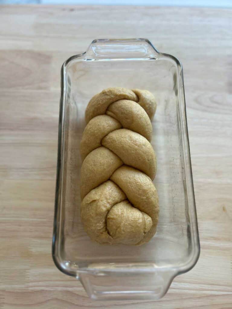braided brioche dough waiting to be risen and baked