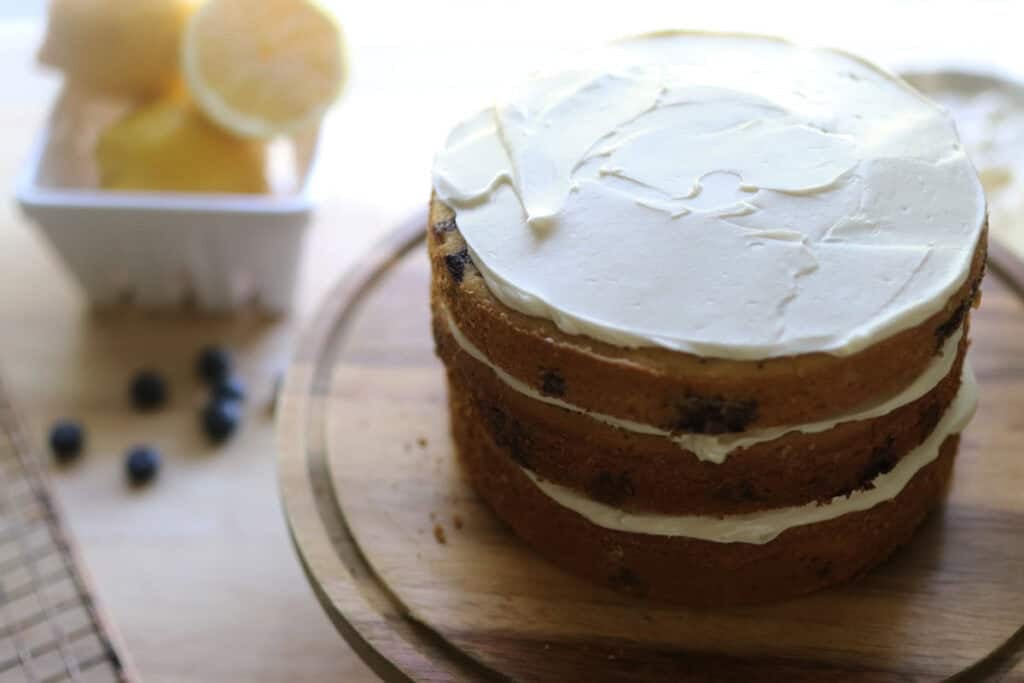 cake being iced