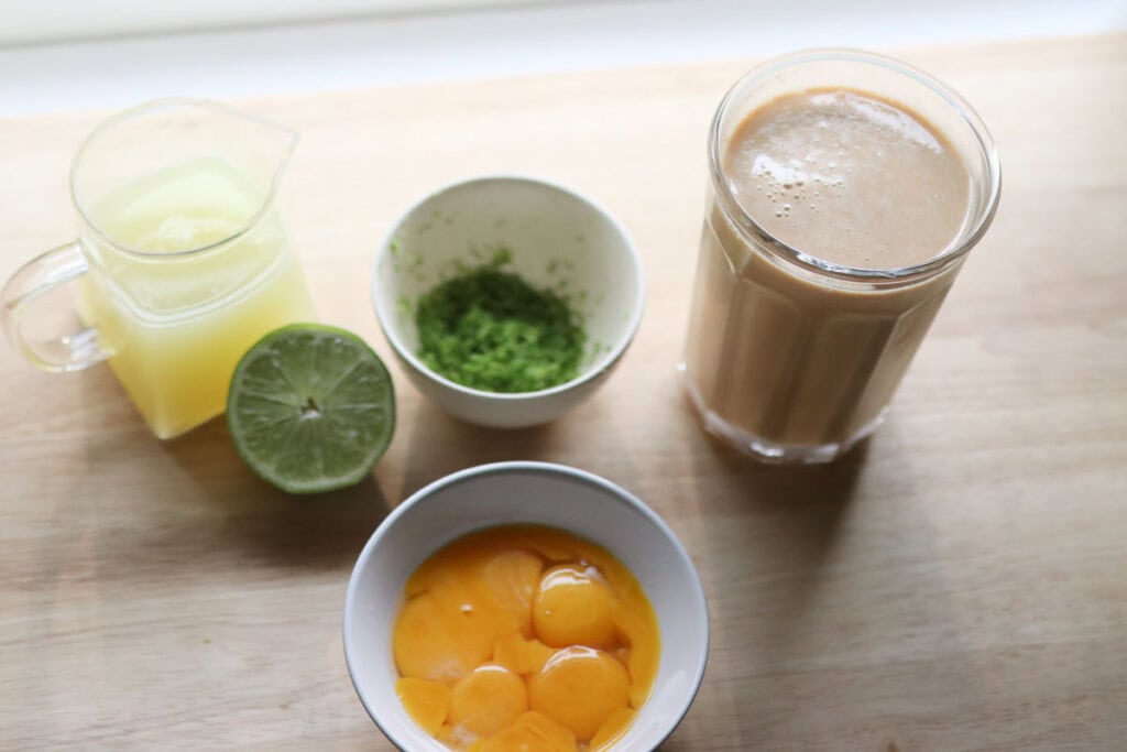 the ingredients to make freshly milled key lime pie bars