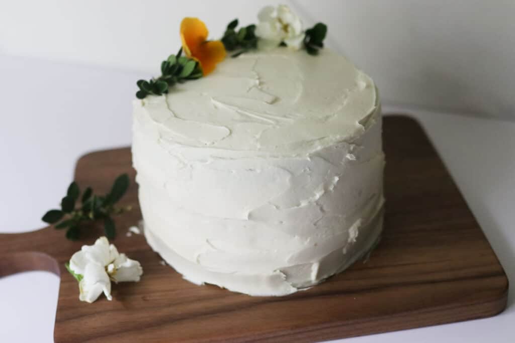 yellow cake on cutting board
