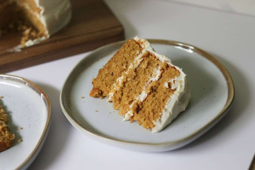 slice of yellow cake with buttercream