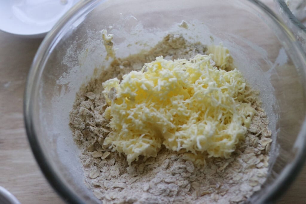 butter that has been grated for freshly milled nutrigrain bars