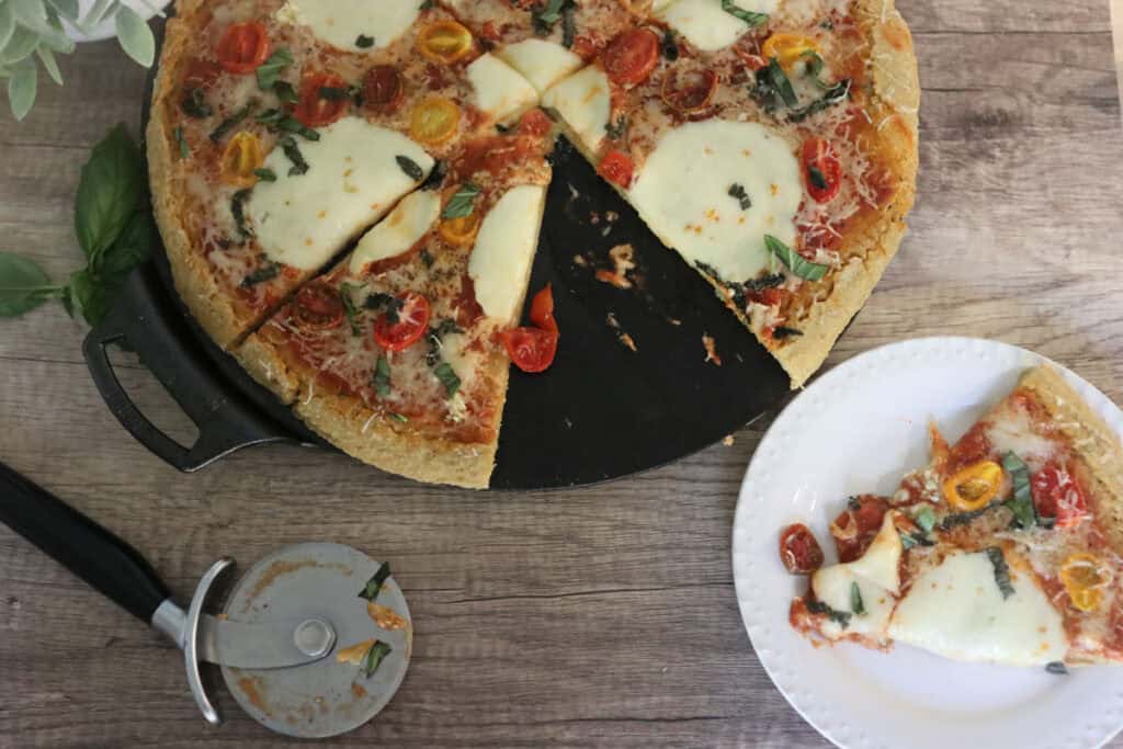 pizza with slice cut out