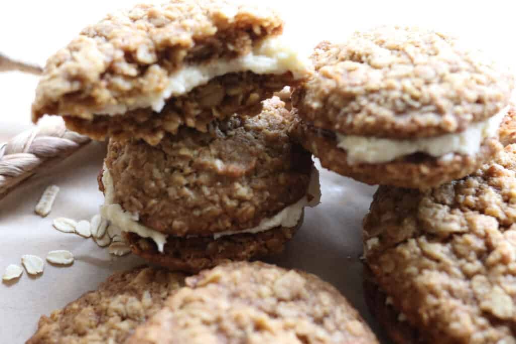 oatmeal cream pies cut in half