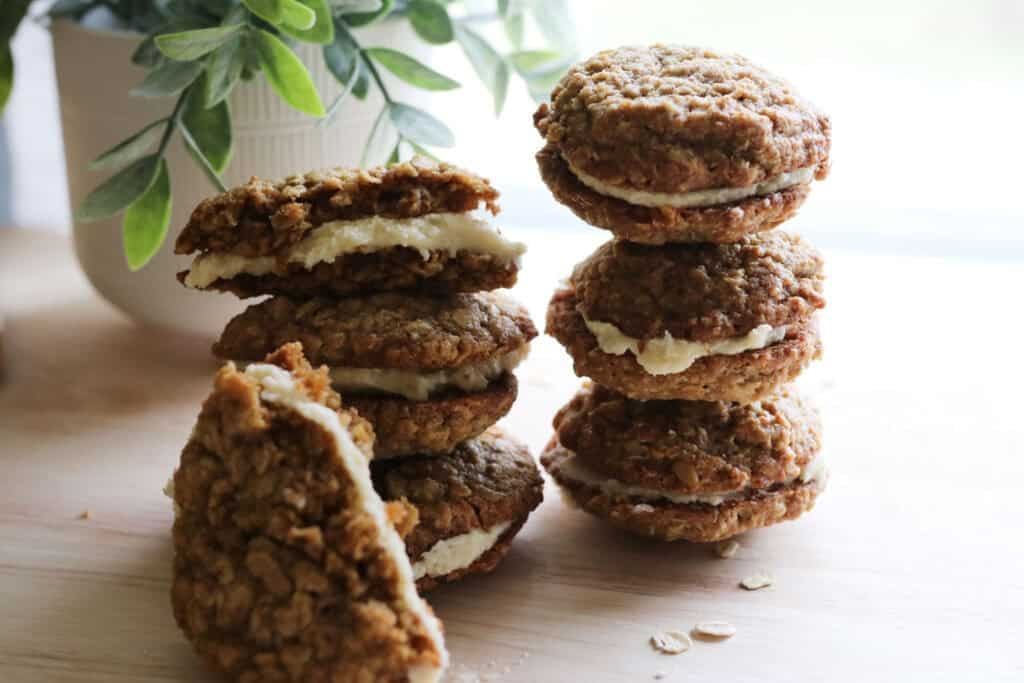 homemade oatmeal cream pies stacked