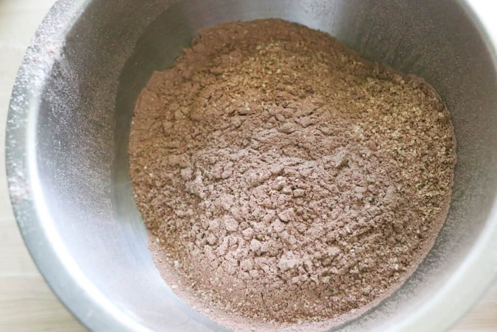 sifted flour and cocoa powder for a fresh milled hostess sheet cake