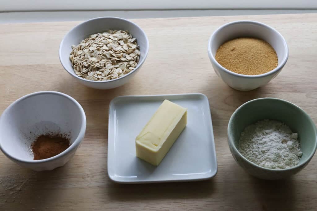 crumble topping ingredients for fresh milled sourdough banana crumble muffins