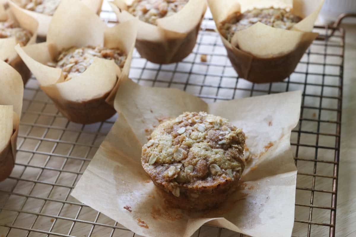 Freshly Milled Sourdough Banana Crumble Muffins