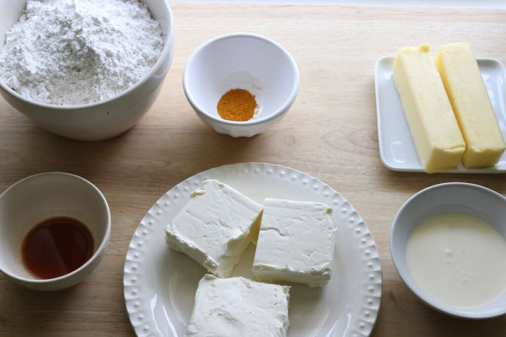ingredients to make frosting for the freshly milled lemon chantilly cake
