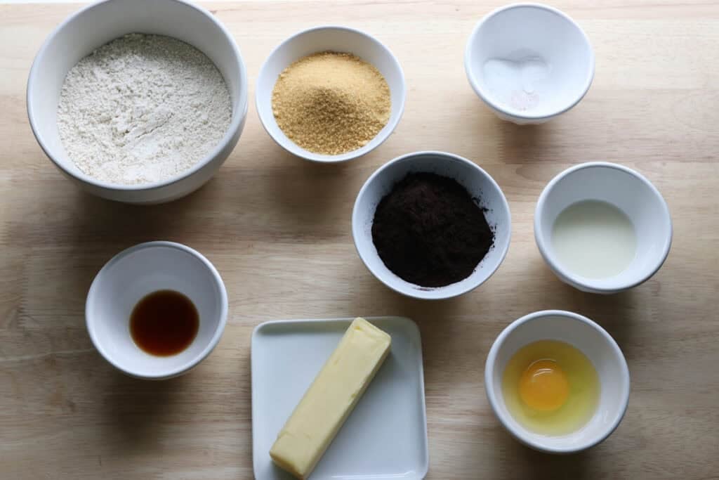 ingredients to make fresh milled homemade oreos