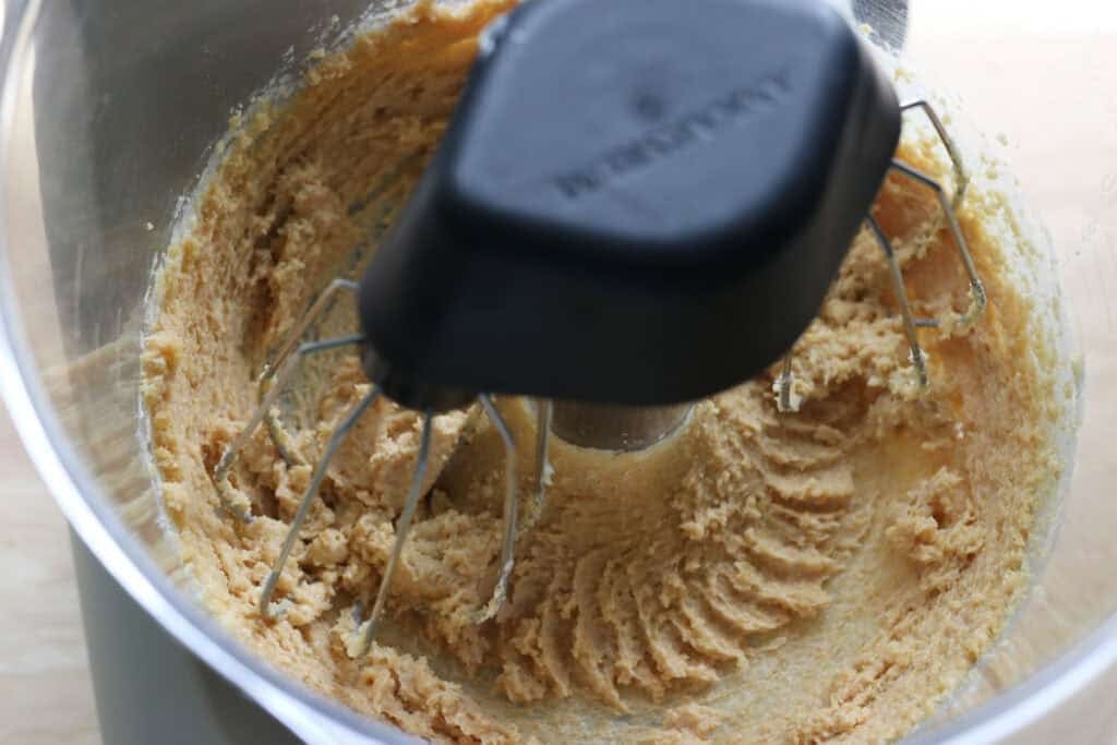 butter and sugar in a mixing bowl to make fresh milled homemade oreos