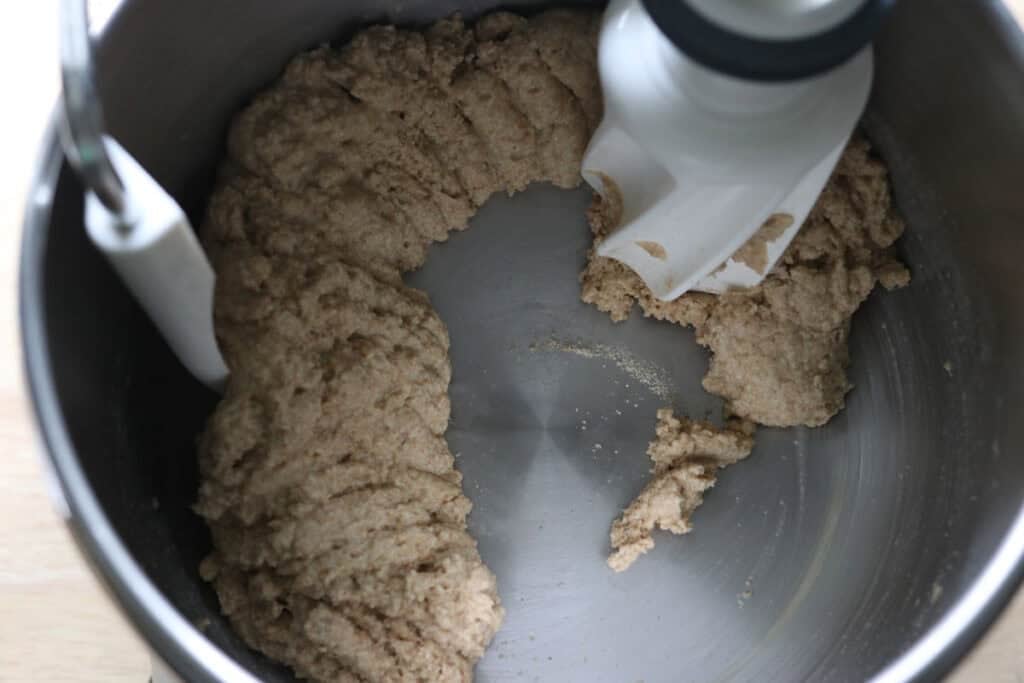 wet dough for twisted apple cinnamon loaf with fresh milled flour