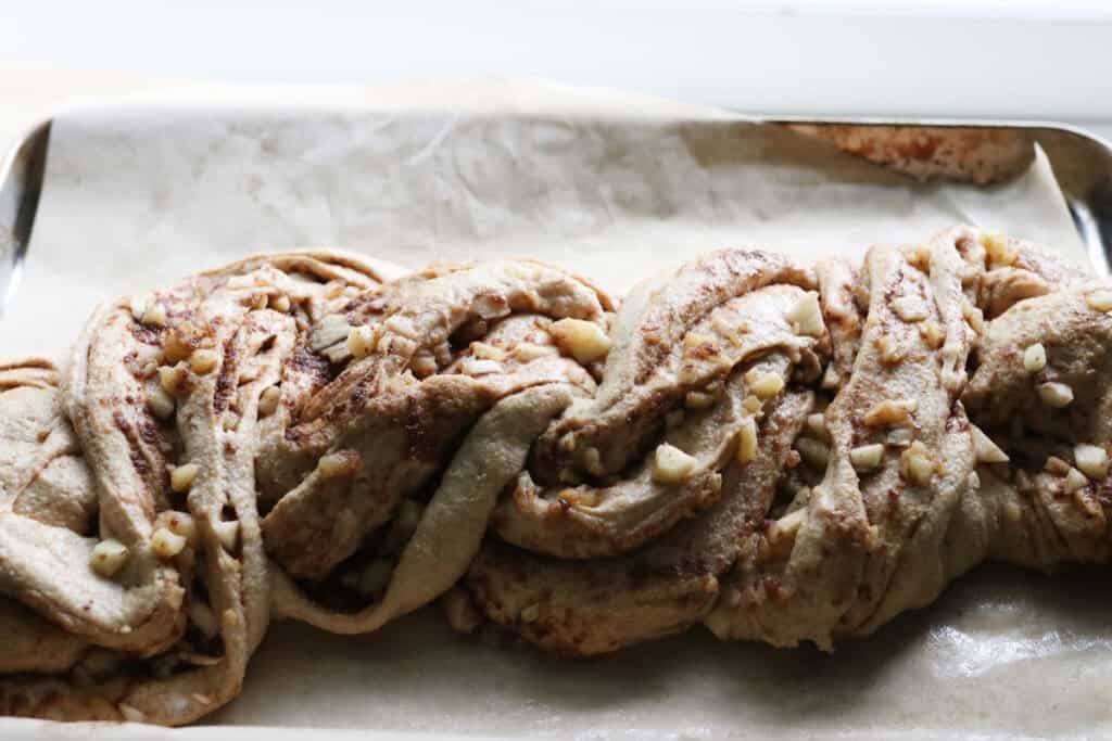 fresh milled twisted apple cinnamon dough that has risen