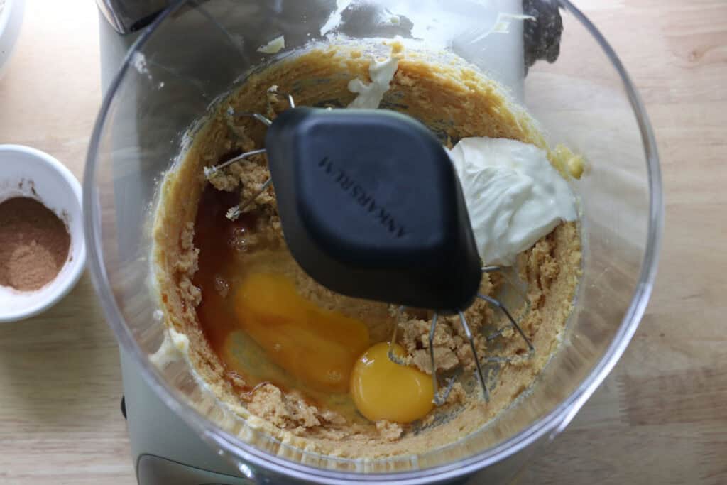 sour cream, eggs, and vanilla in a mixing bowl to make freshly milled apple cinnamon streusel muffins