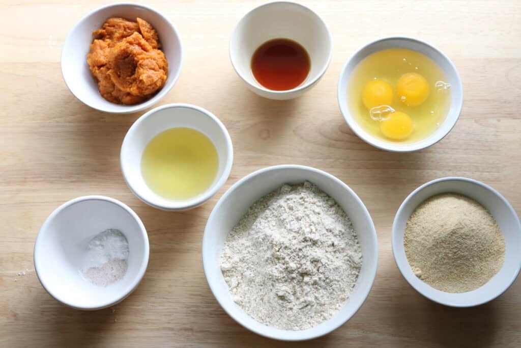 ingredients for fresh milled cinnamon sugar pumpkin cake donuts