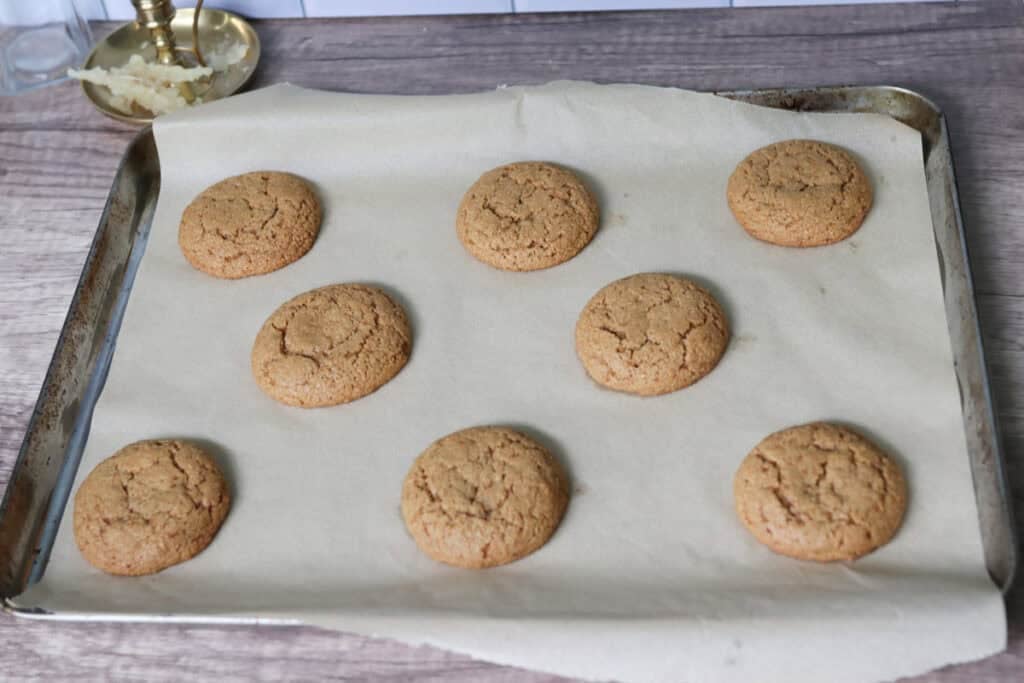 fresh milled maple brown sugar cookies that have been baked on a cookie sheet