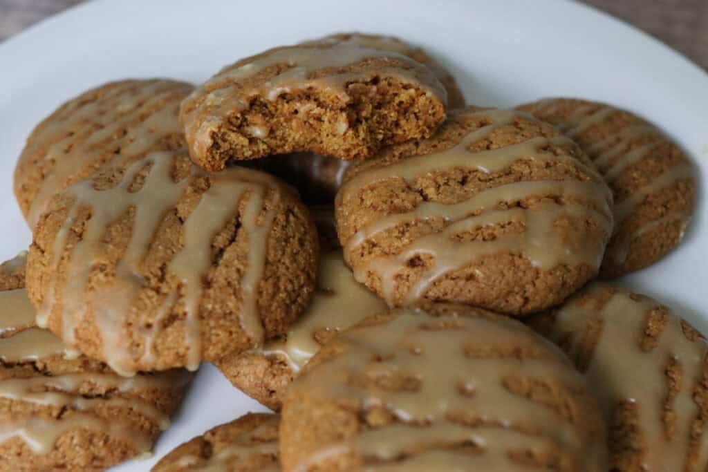 maple brown sugar cookies with fresh milled flour on a white plate
