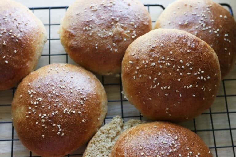 Fluffy Brioche Burger Buns with Fresh Milled Flour