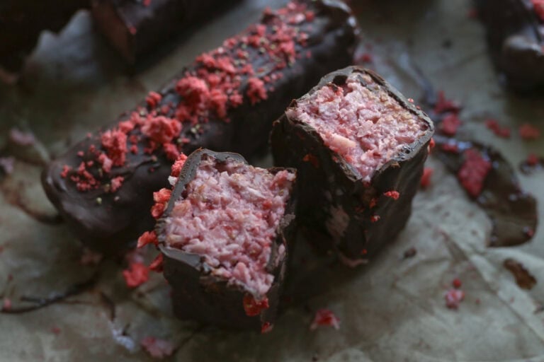 Chocolate Covered Strawberries & Cream Coconut Bars