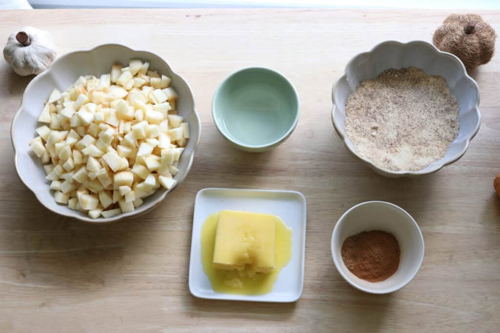 ingredients for the filling for  freshly milled apple cinnamon rolls