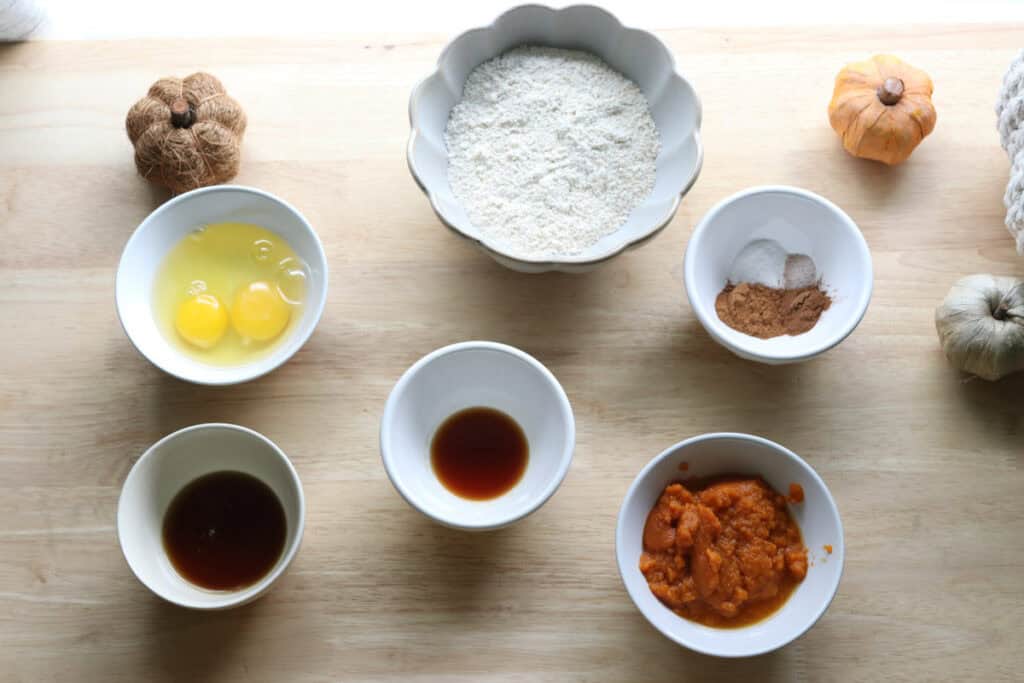ingredients to make Baked Pumpkin Donut Holes with Freshly Milled Flour