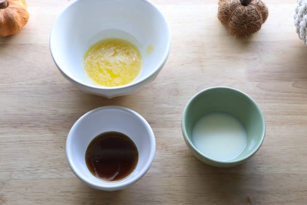 ingredients to make the glaze for freshly milled pumpkin donut holes