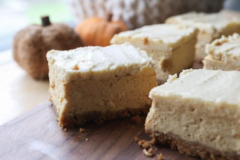 Pumpkin Cheesecake Bars with Fresh Milled Crust