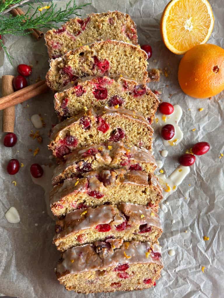 Glazed Orange Cranberry Loaf with Fresh Milled Flour