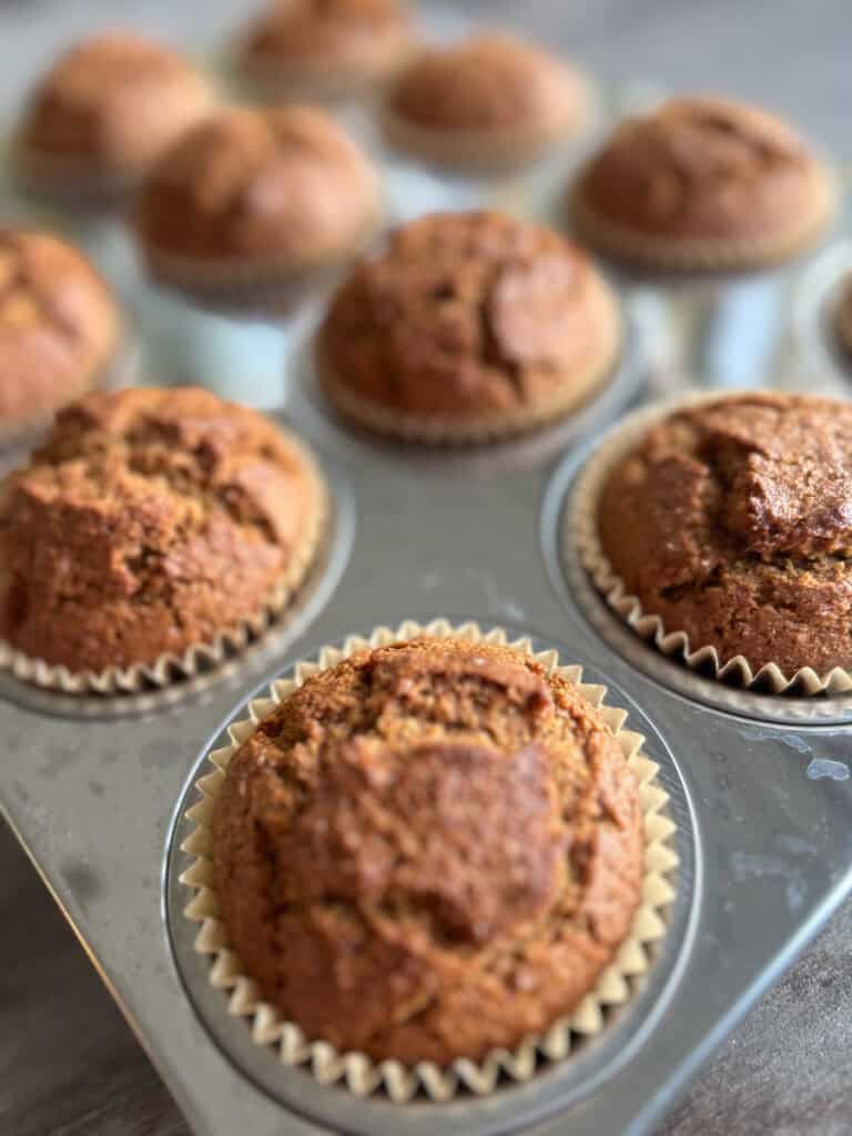 Freshly Milled Soft and Spiced Gingerbread Muffins in a muffin pan 