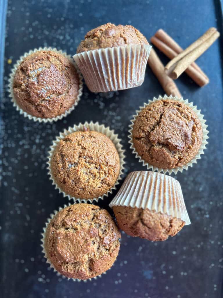 Freshly Milled Soft and Spiced Gingerbread Muffins with sugar on top 