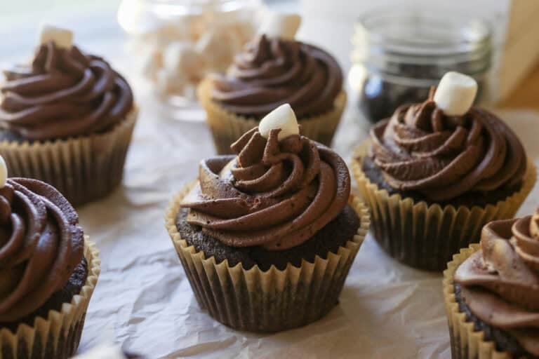 Fresh Milled Hot Cocoa Cupcakes with Ganache Filling