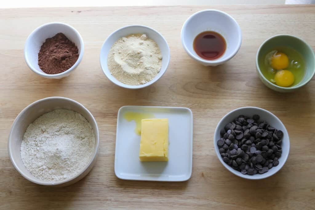 ingredients to make Delicious Brownie Cookies with Freshly Milled Flour