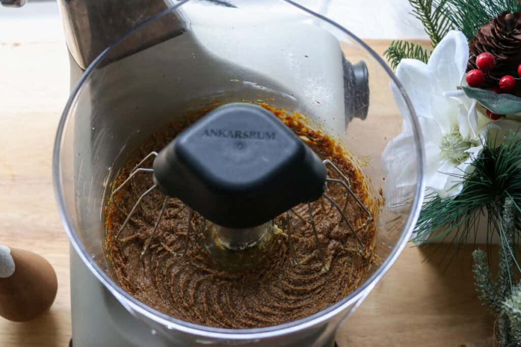 maple syrup, molasses, and butter in a mixing bowl to make Iced Gingerbread Cookies with Fresh Milled Flour