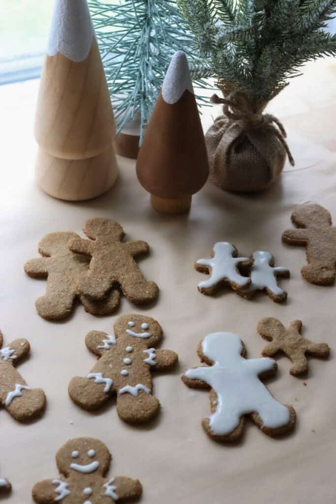 Iced Gingerbread Cookies with Fresh Milled Flour and christmas trees