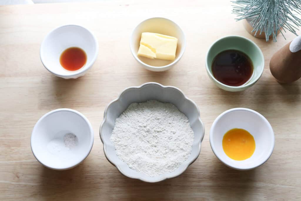 ingredients to make The Best Fresh Milled Healthy Christmas Sugar Cookies
