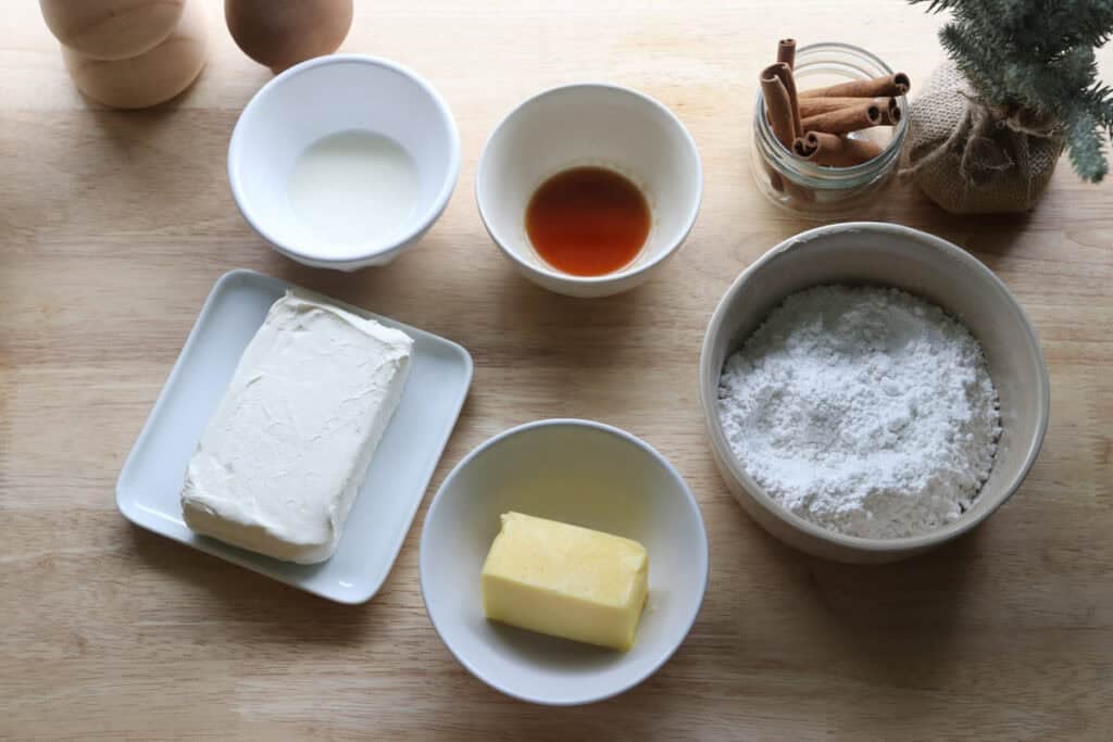 ingredients to make the frosting for Frosted Gingerbread Cookies with Freshly Milled Flour