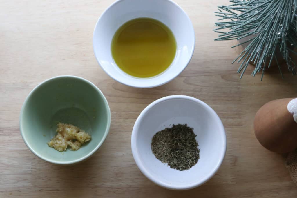 ingredients for the garlic oil for Easy Garlic Herb Focaccia with Fresh Milled Flour
