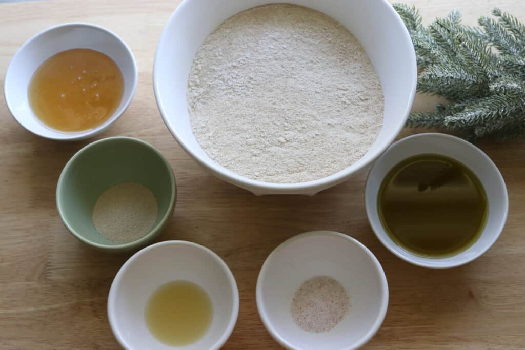 ingredients to make Fresh Milled Christmas Tree Garlic and Herb Bread