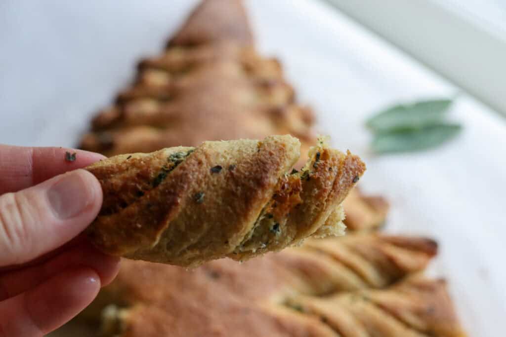 a branch of the Fresh Milled Christmas Tree Garlic and Herb Bread