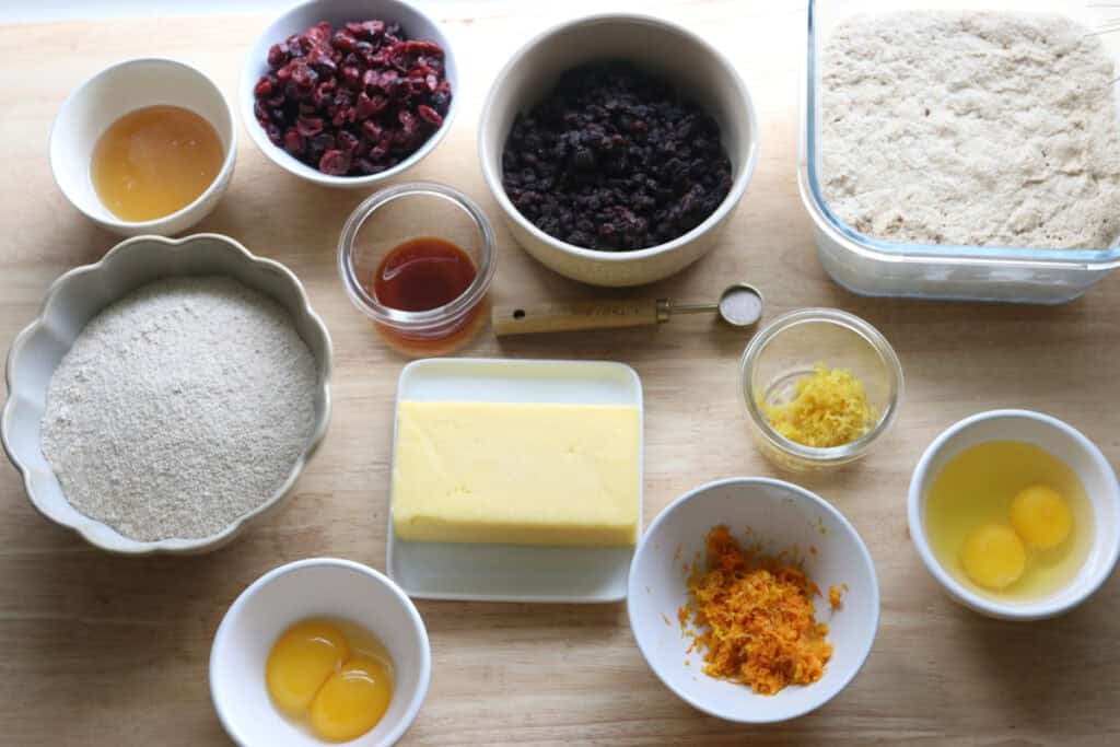 ingredients to make Homemade Mini Panettones with Fresh Milled Flour