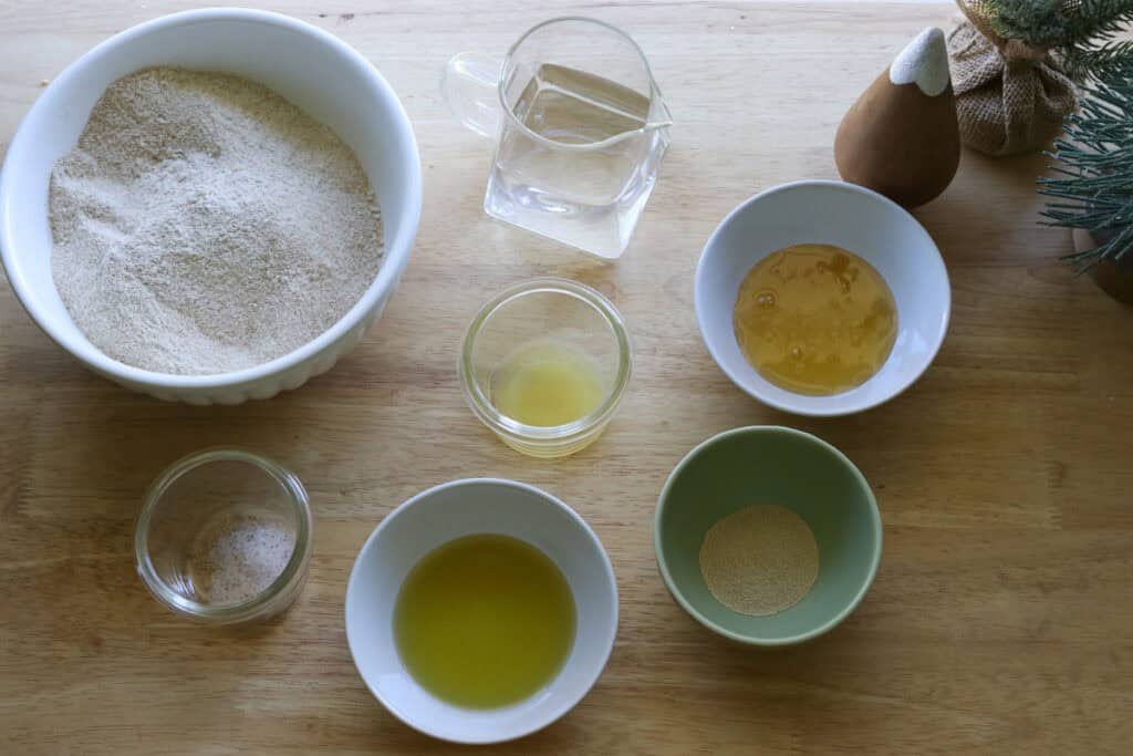 ingredients to make Fresh Milled Cheesy Pull-Apart Christmas Tree Bread