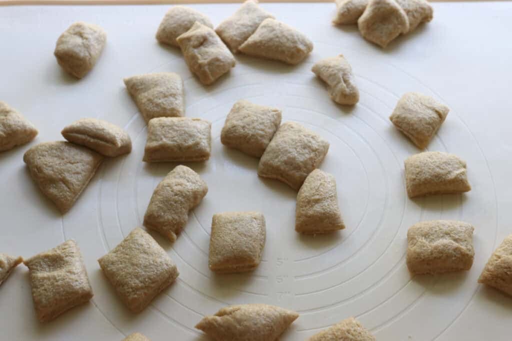 Fresh Milled Cheesy Pull-Apart Christmas Tree dough divided into 33 pieces