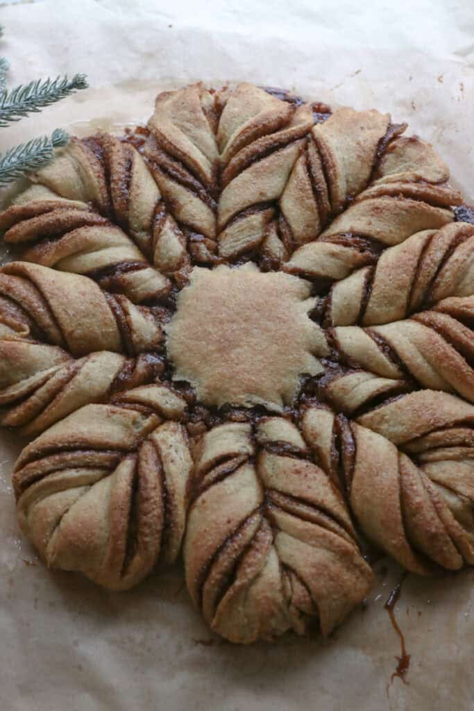 fresh milled cinnamon sugar star bread that has been baked