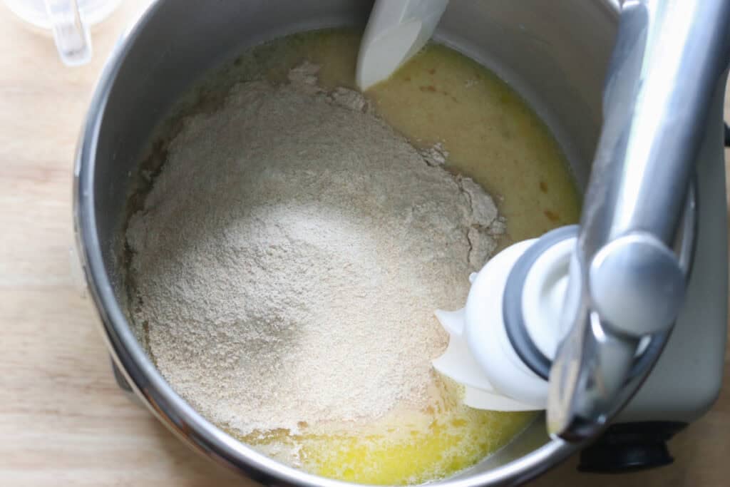 flour added to the dough to make fresh milled fluffy Christmas dinner rolls