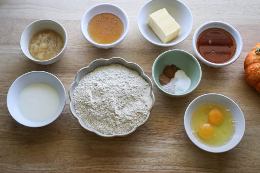ingredients to make fresh milled apple cider donuts