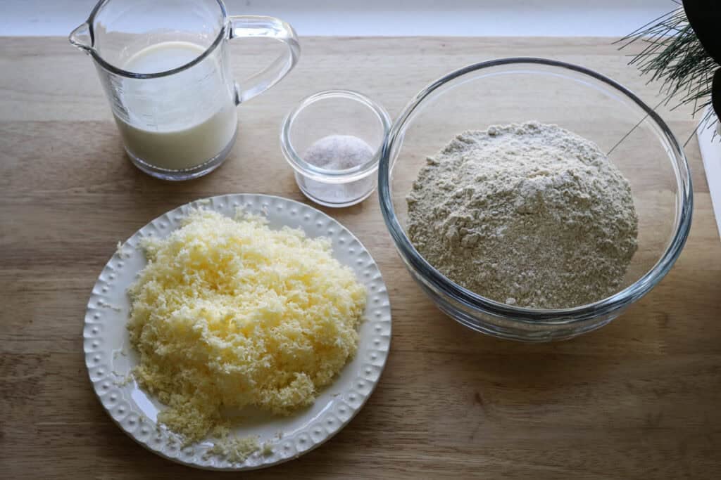 ingredients for the biscuit dough to make freshly milled breakfast casserole