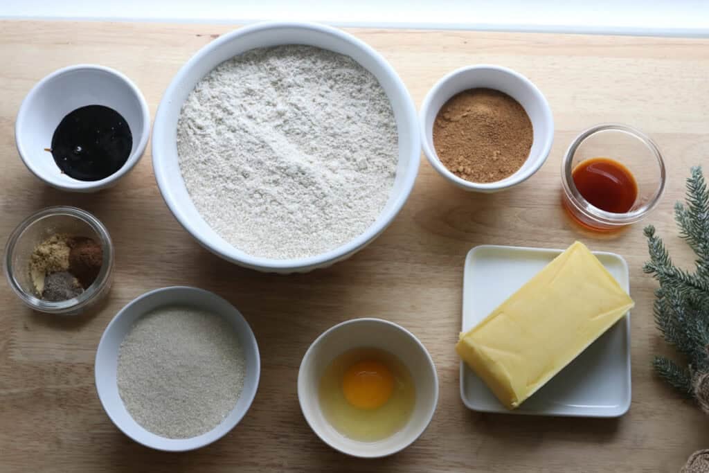 ingredients to make fresh milled gingersnap cookies