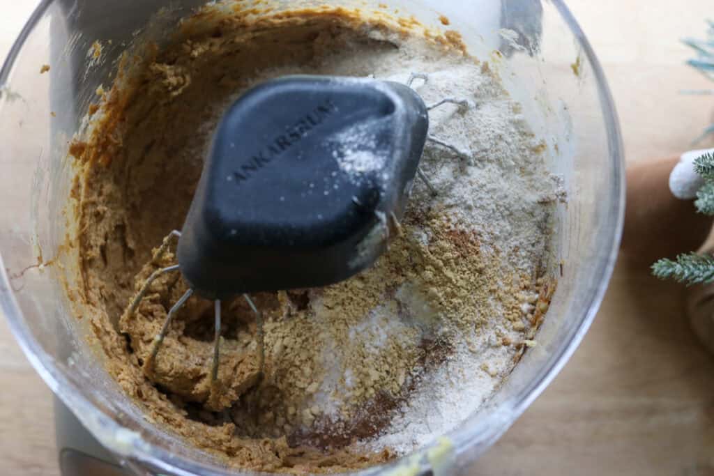 flour and spices added to the batter for fresh milled gingersnap cookies