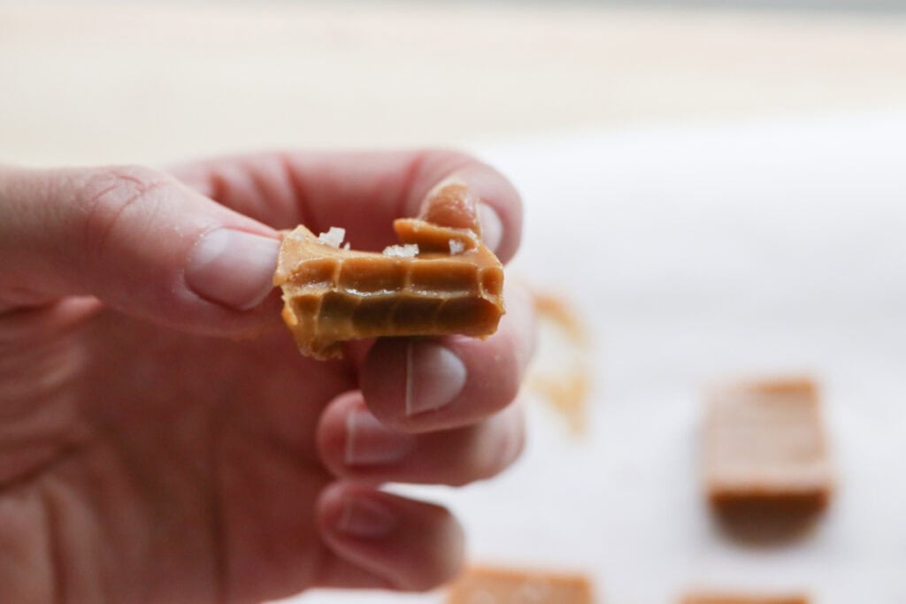 a piece of 4-Ingredient Healthy Peanut Butter Fudge with a bite taken out of it